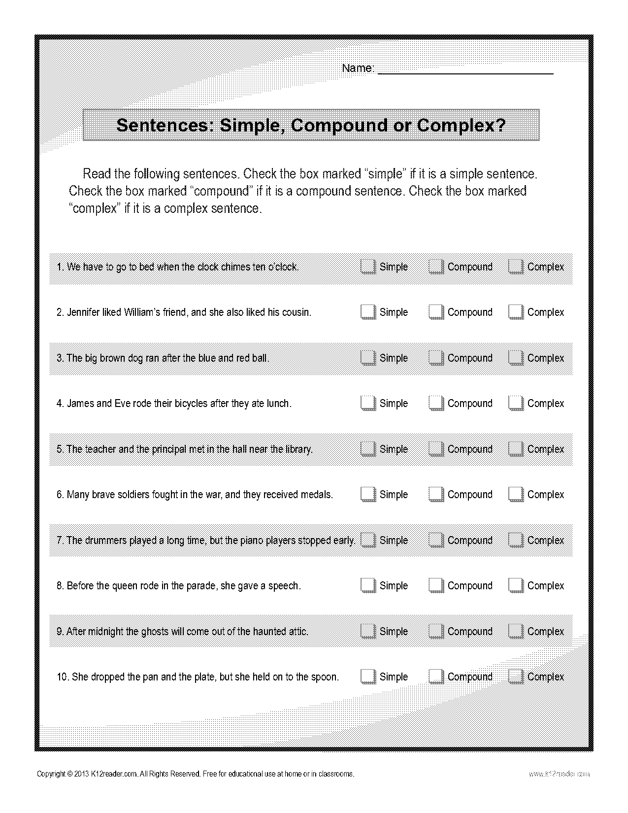 compound complex sentences worksheets pdf