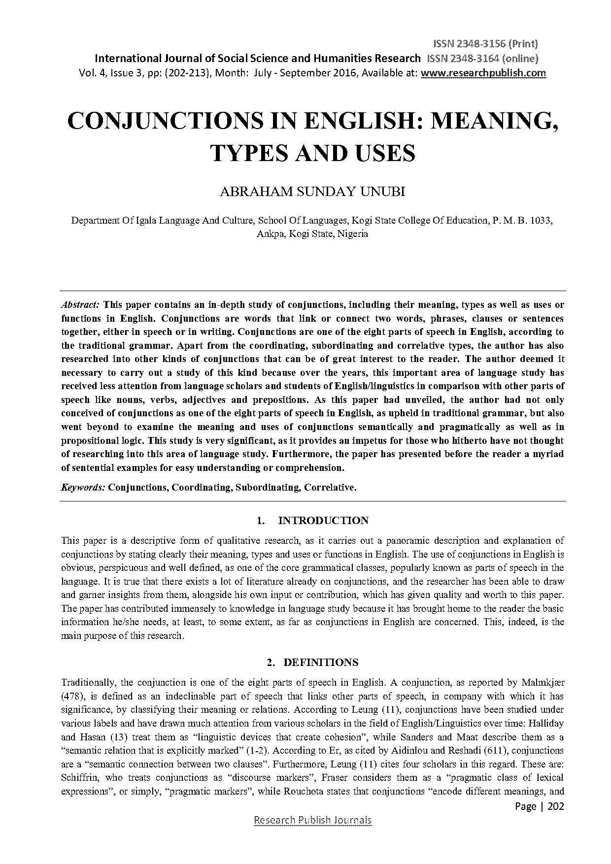 conjunction meaning types and examples