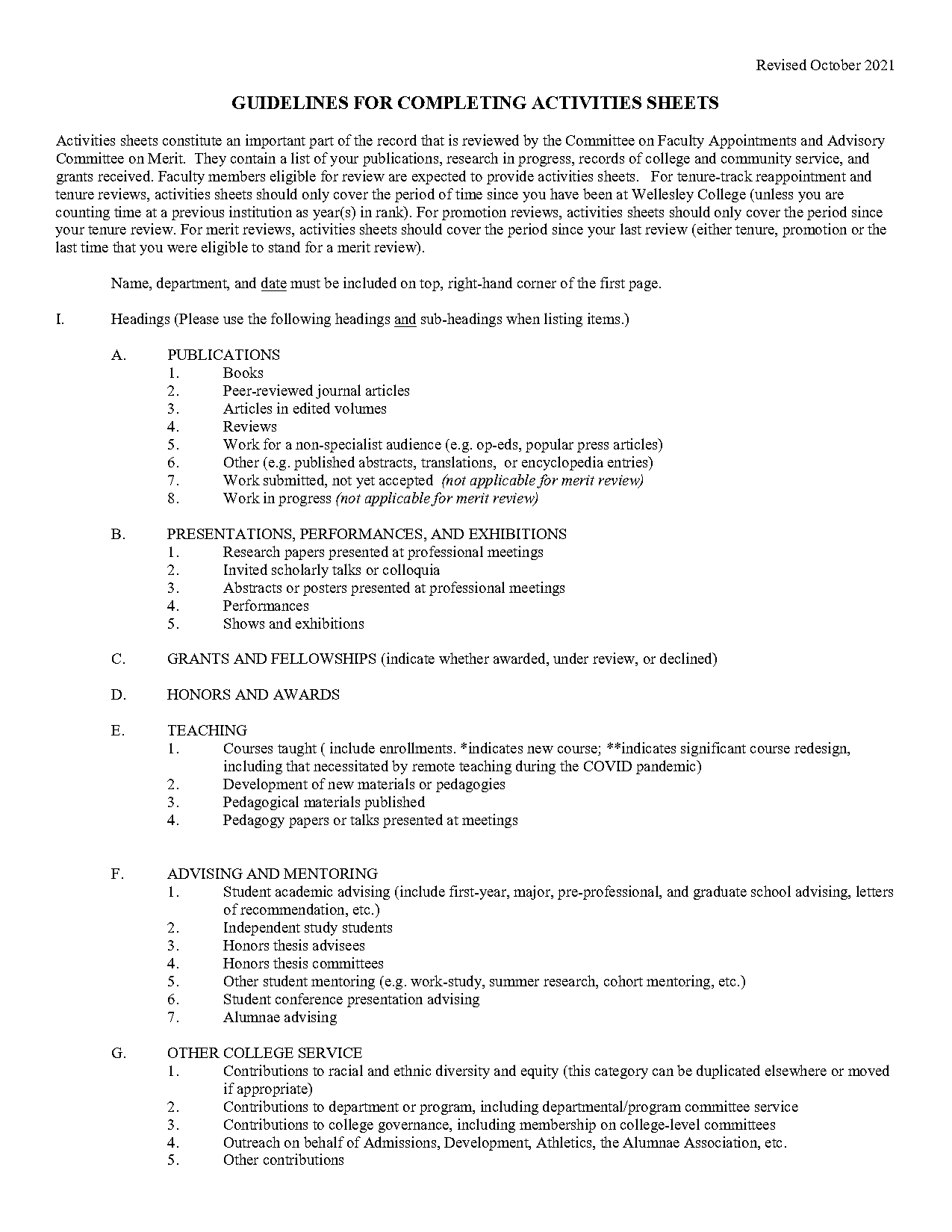 activity sheet for college template