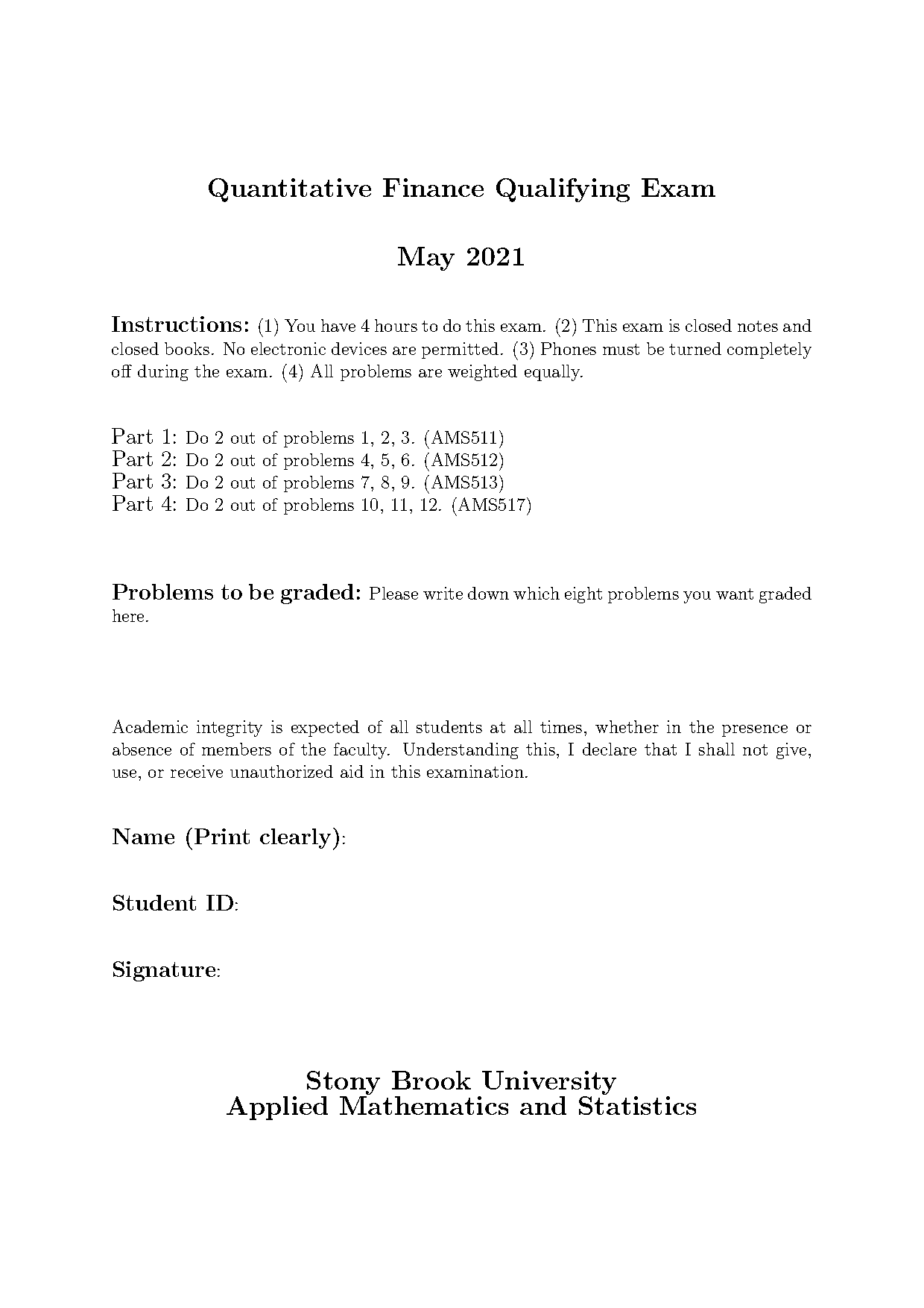 certificate in quantitative finance exam