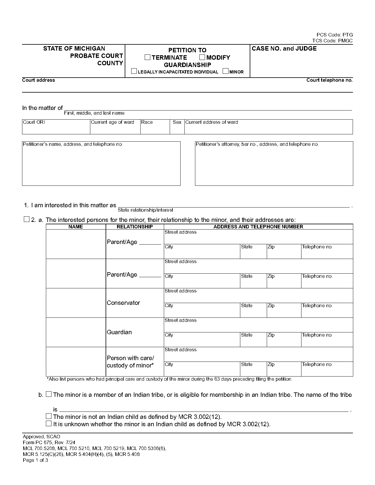 modification form lansing michigan