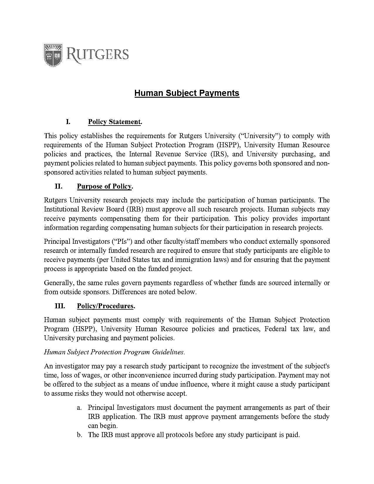 rutgers university procurement policy