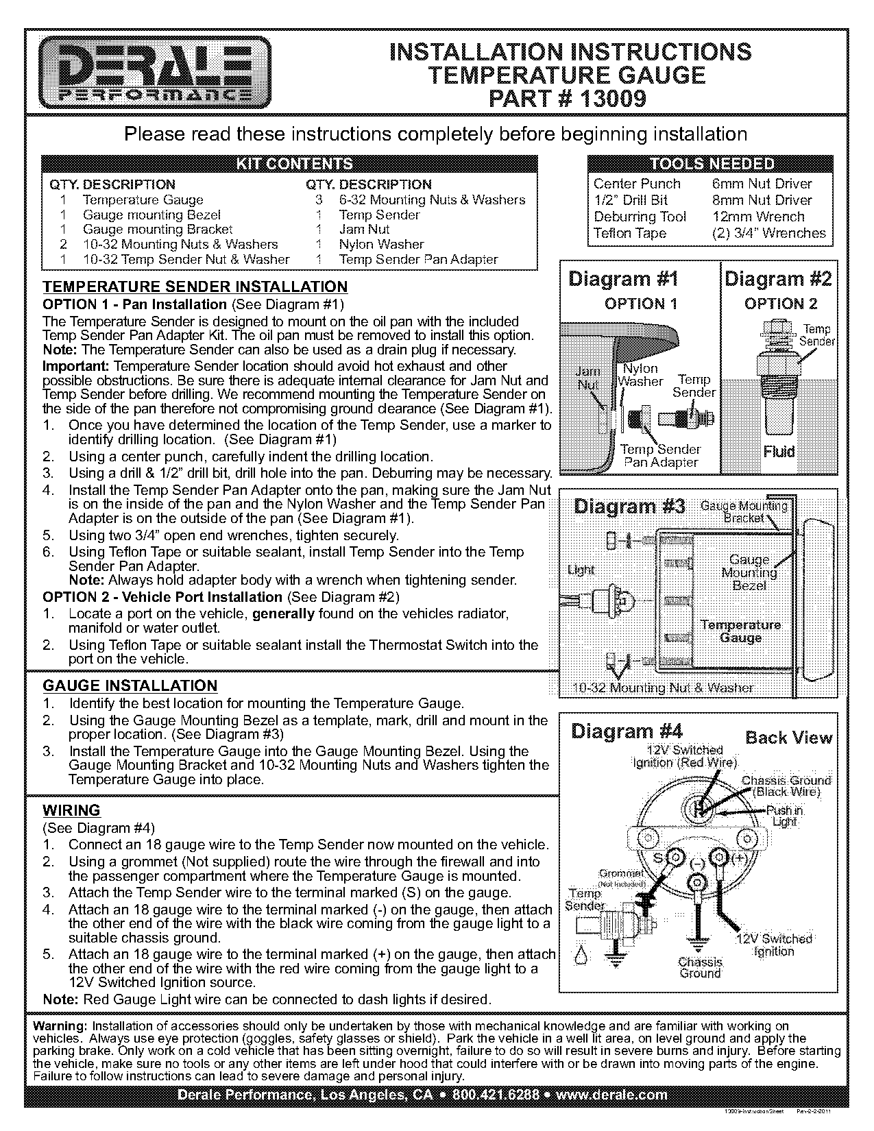 instructions install water temp guage