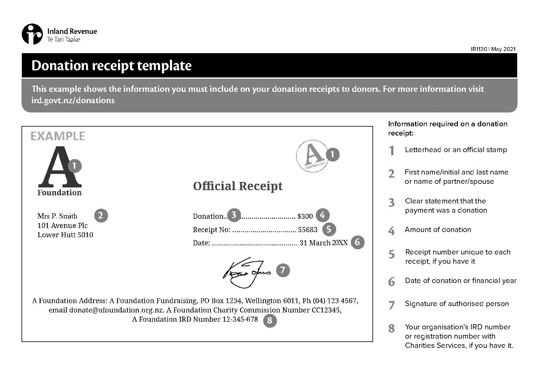 tax receipt for donations templates