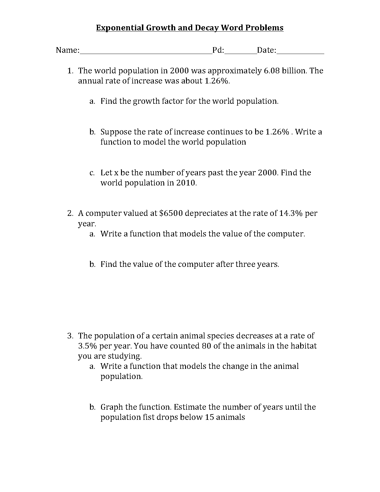 real life exponential function examples