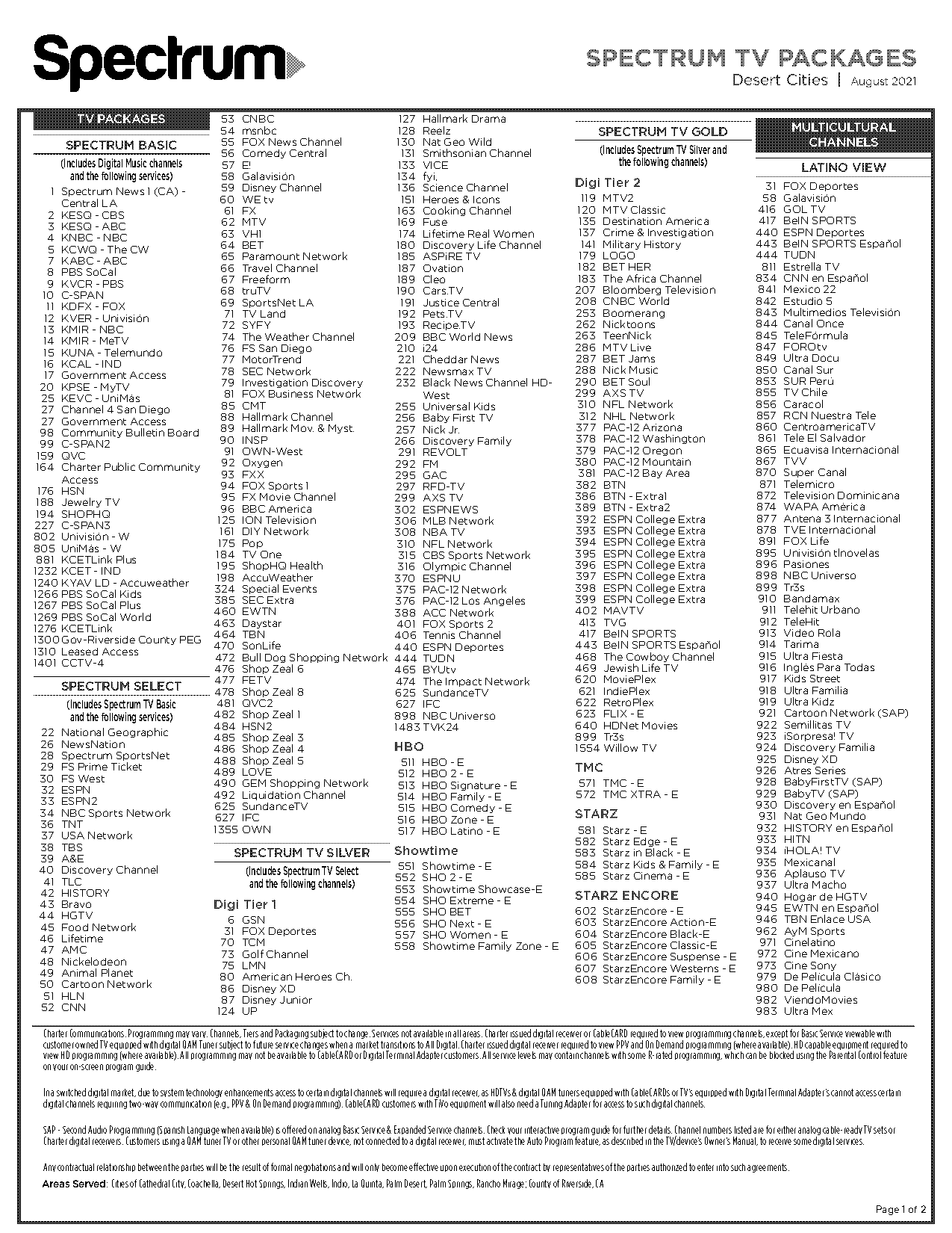 spectrum spanish channel guide