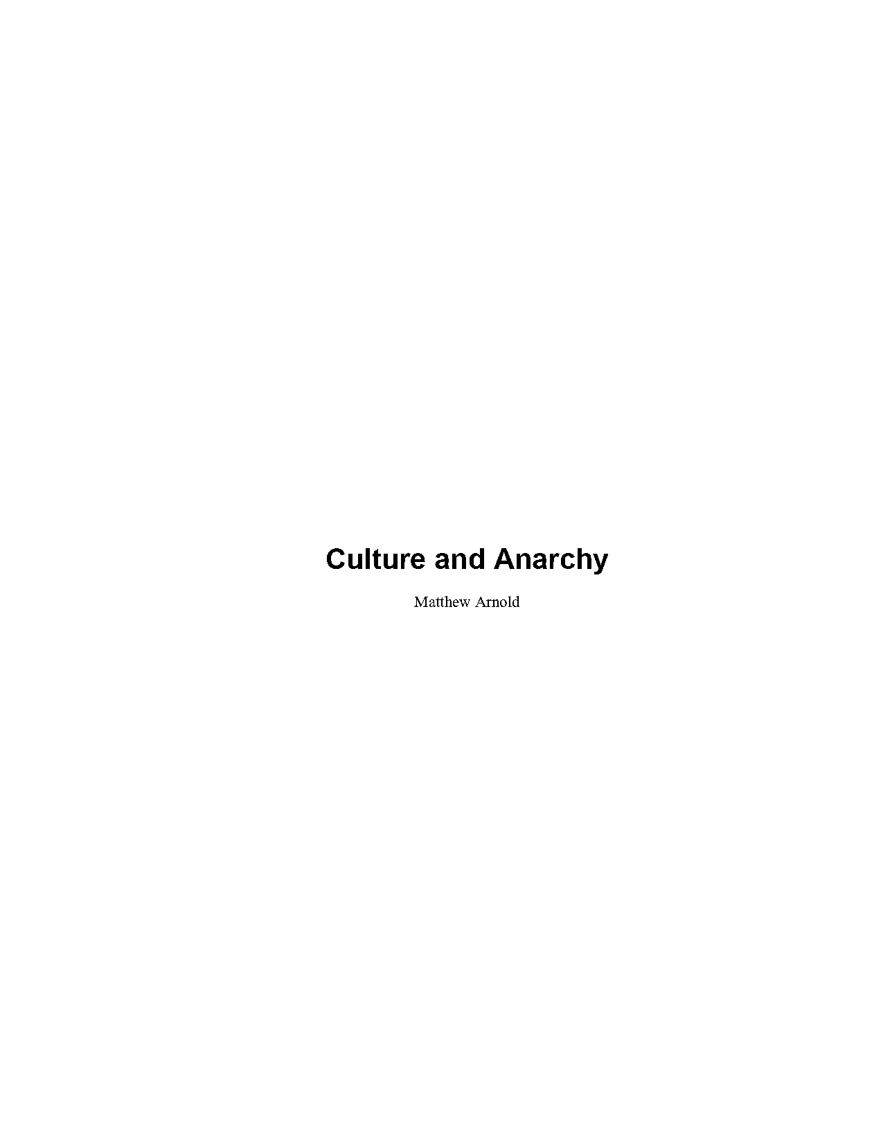 culture and anarchy by matthew arnold full text