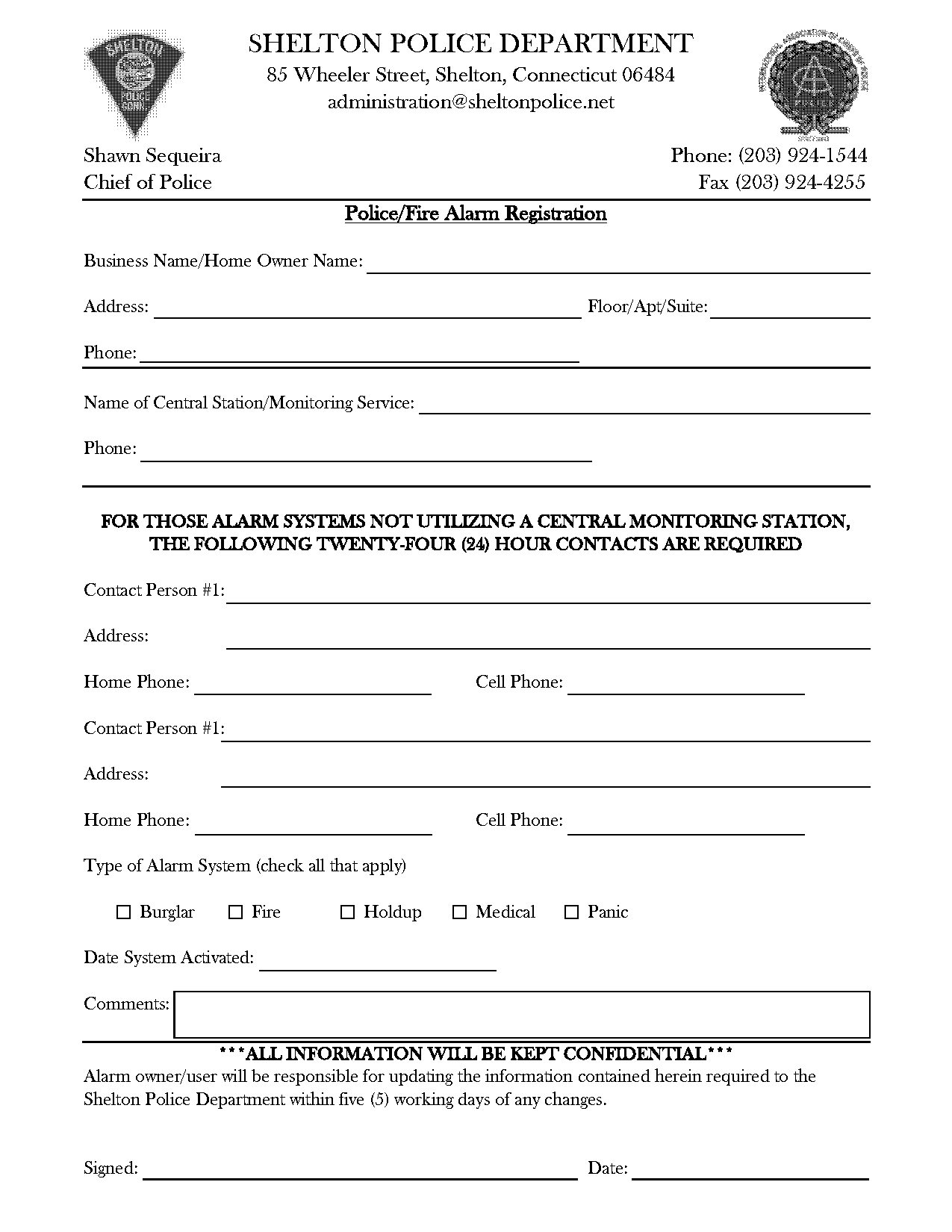 guilford ct alarm registration form