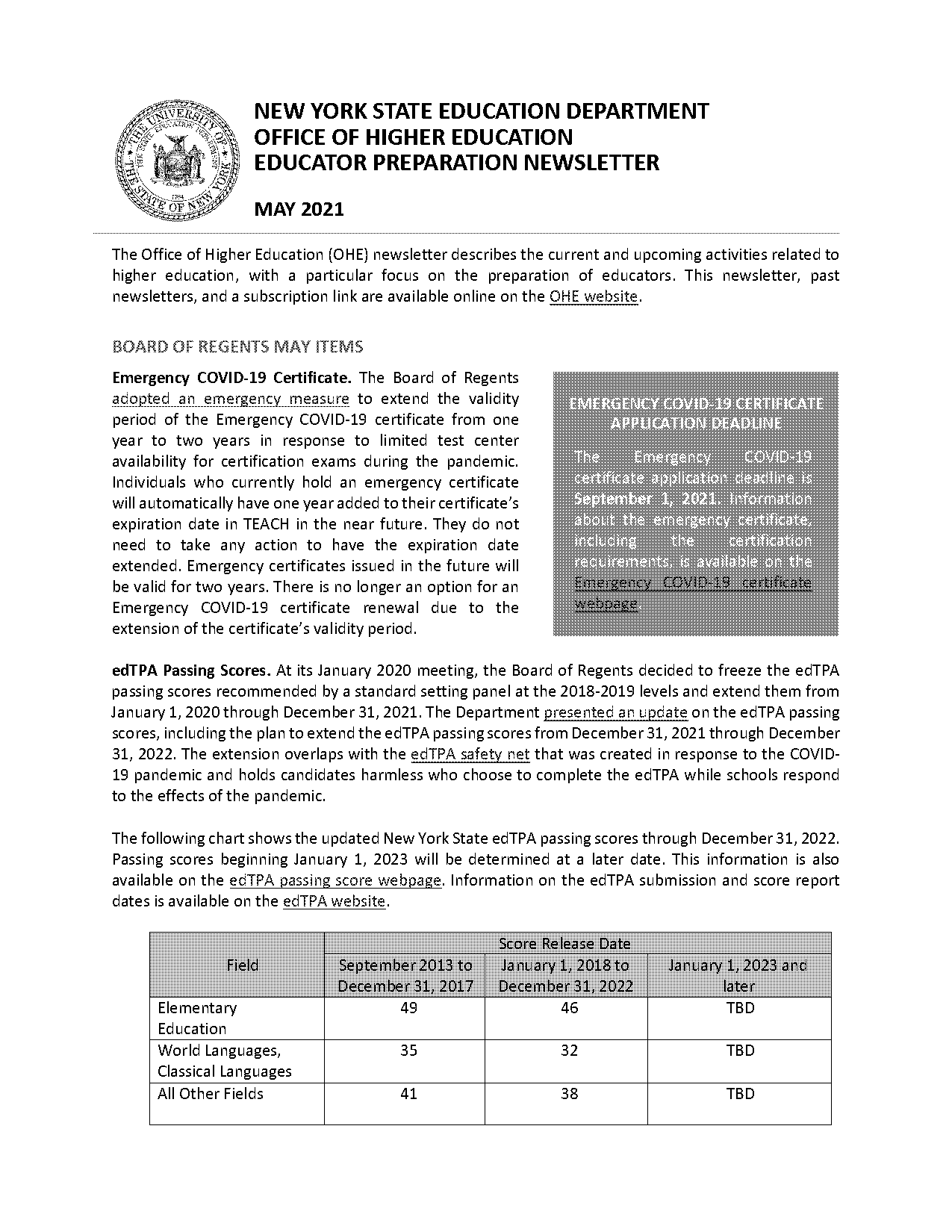 nystce score reporting dates