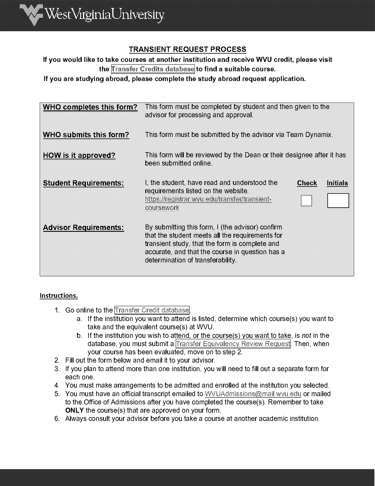 how to send transcripts to wvu