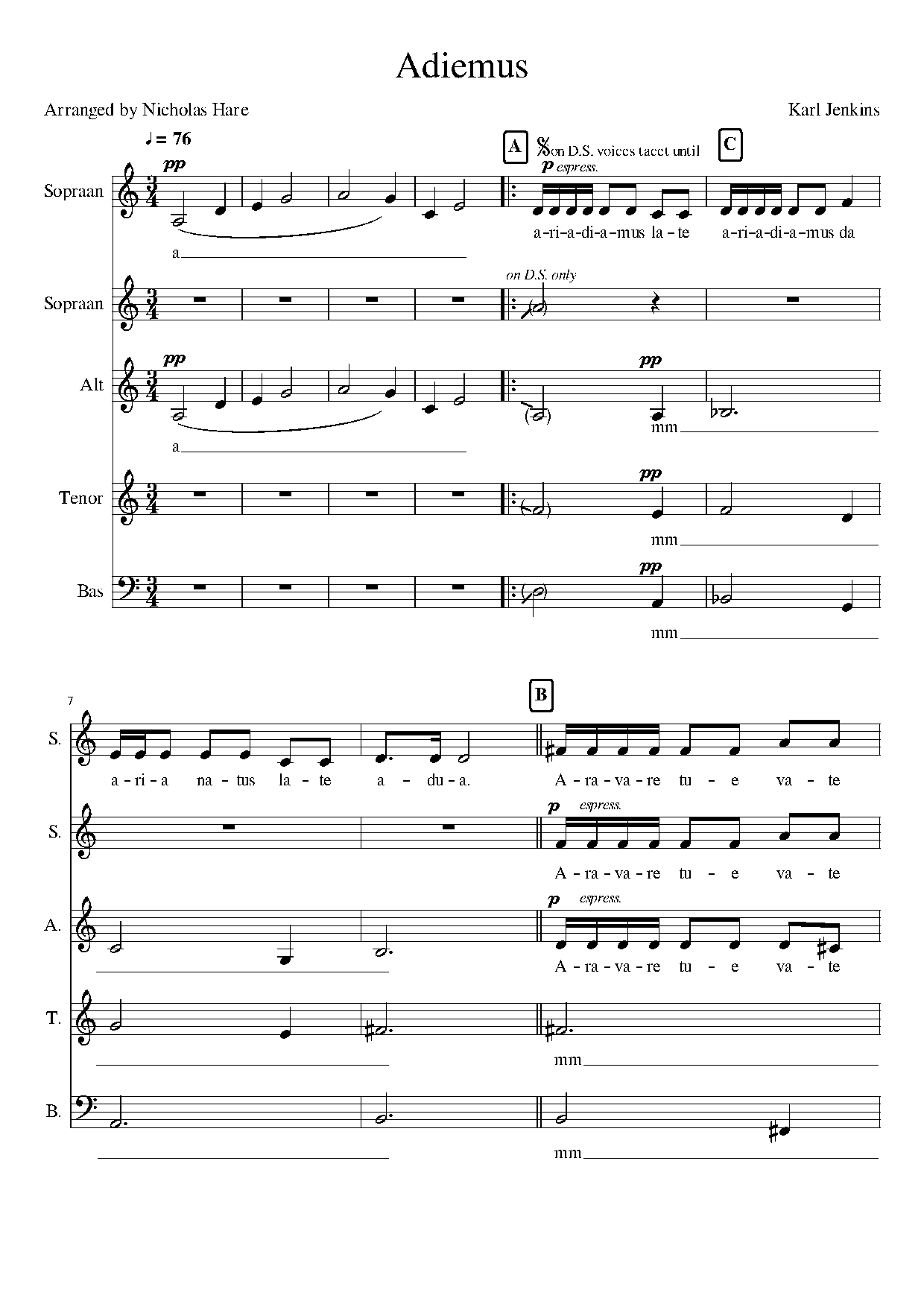 adiemus free sheet music pdf