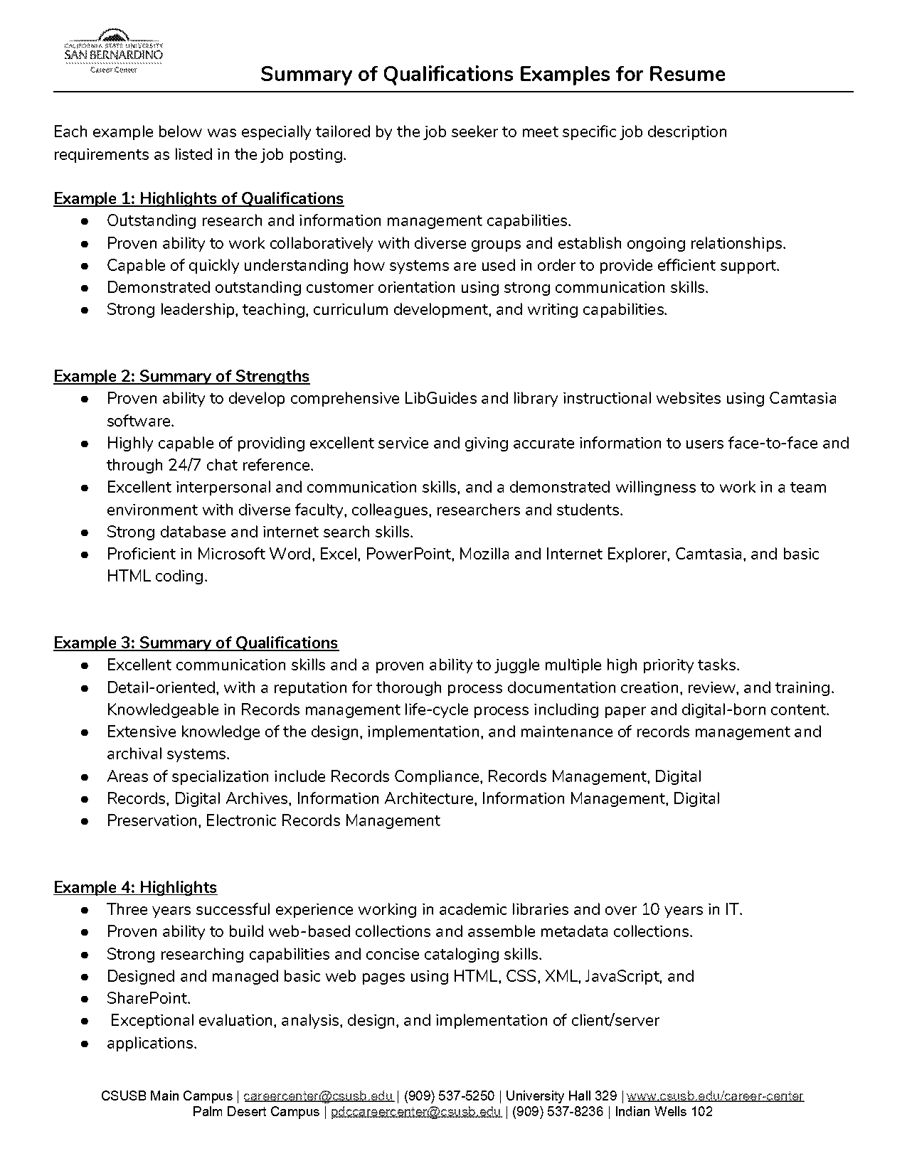 job description resume examples