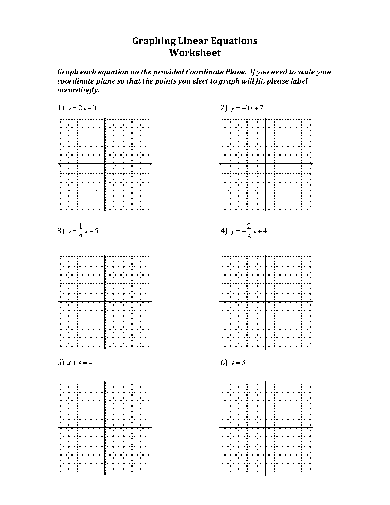 graphing lines in all forms worksheet