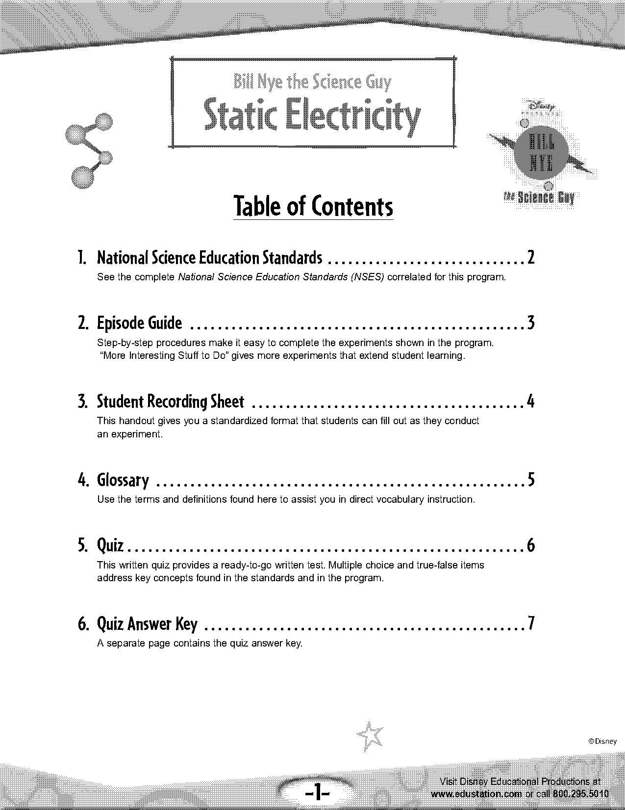 bill nye static electricity worksheet