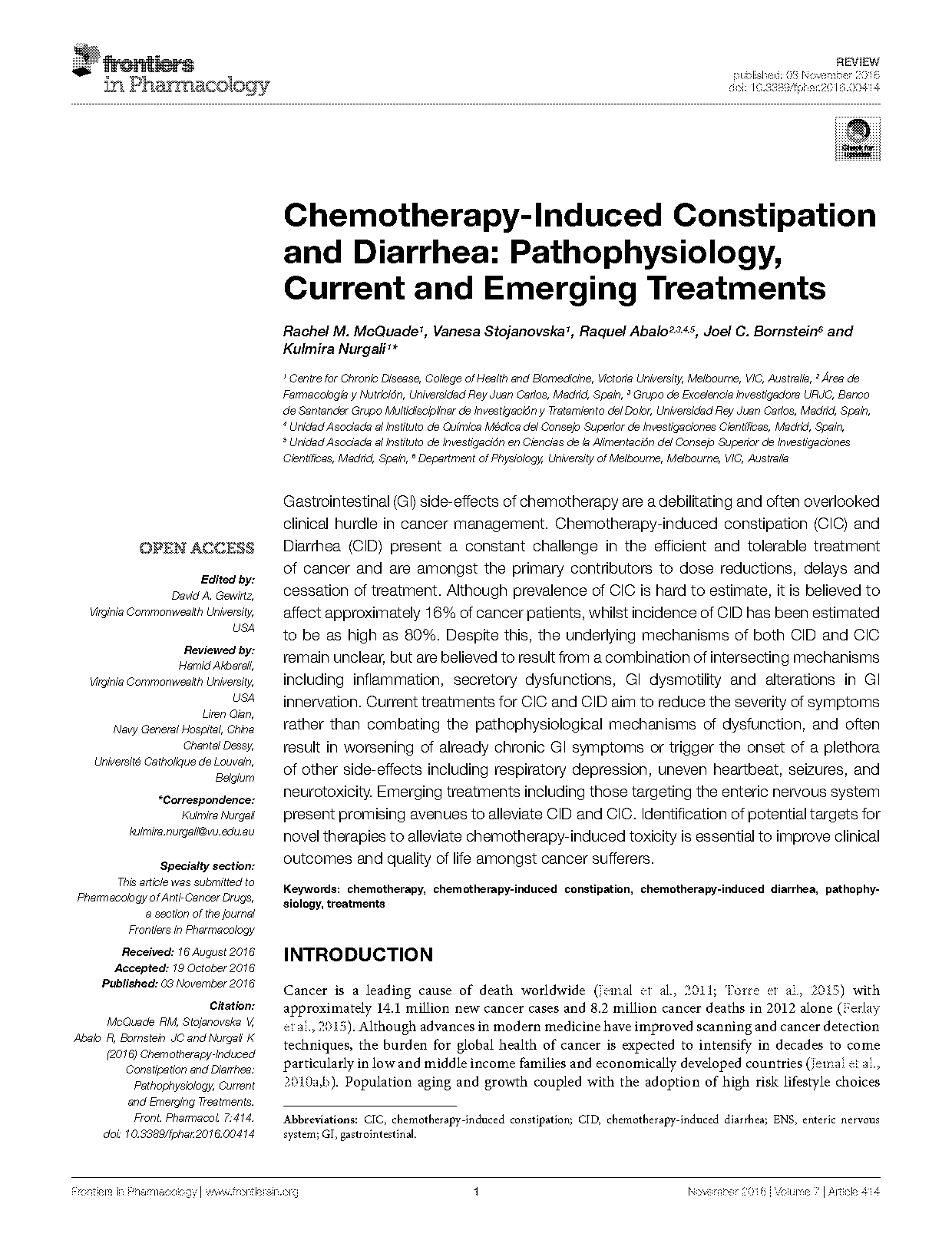 chemotherapy review article pdf