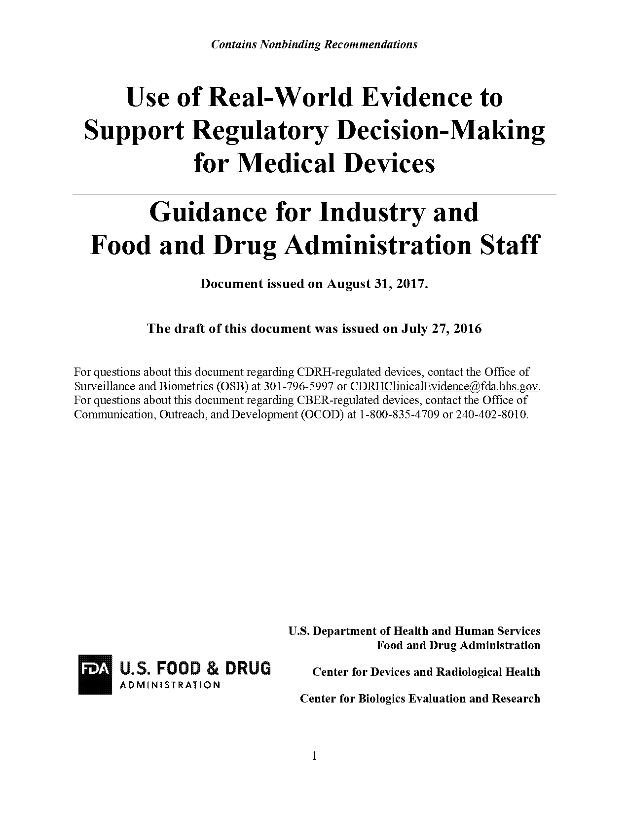 recommendations for a national medical device evaluation system