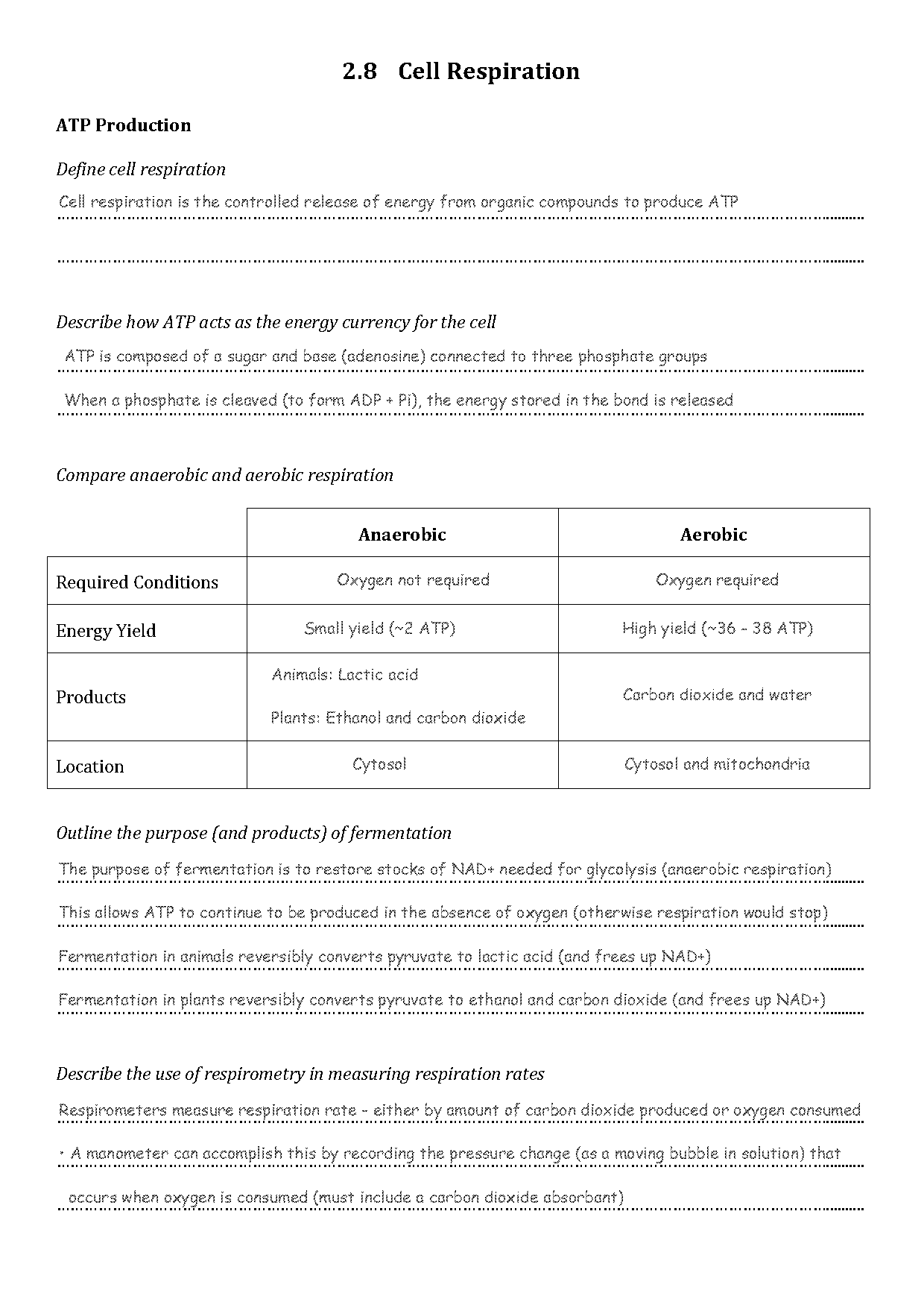 atp and cellular respiration worksheet answers