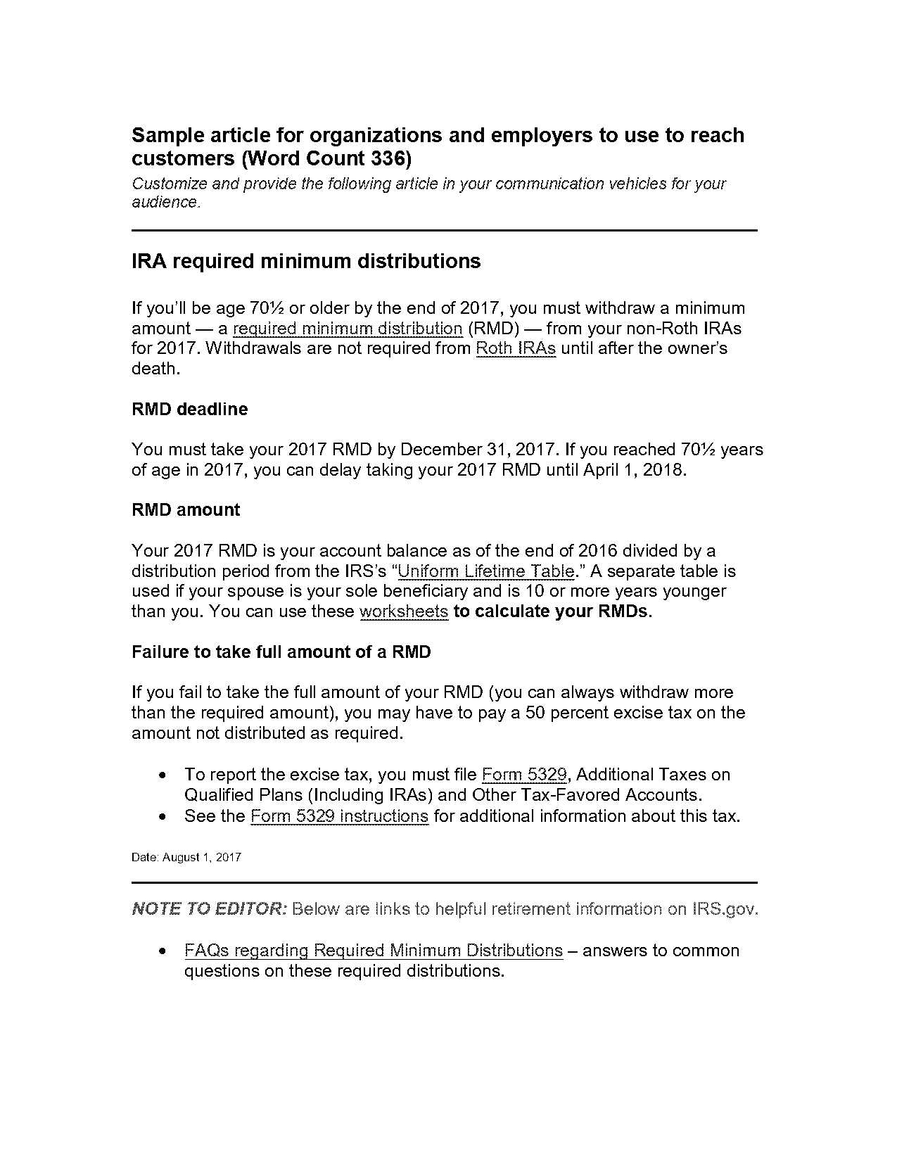 chart for required minimum distribution