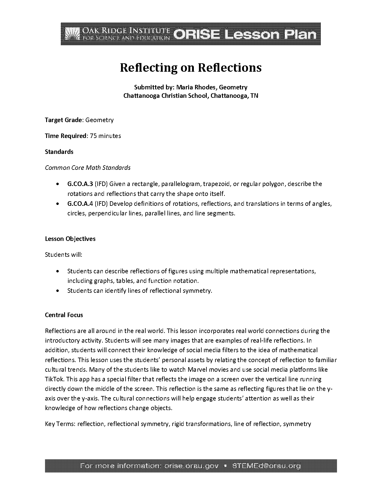 geometry reflections worksheet answer key