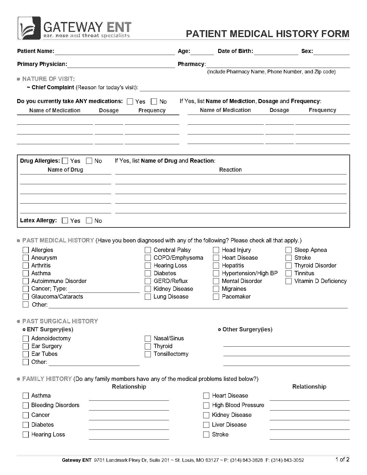 ent health history form