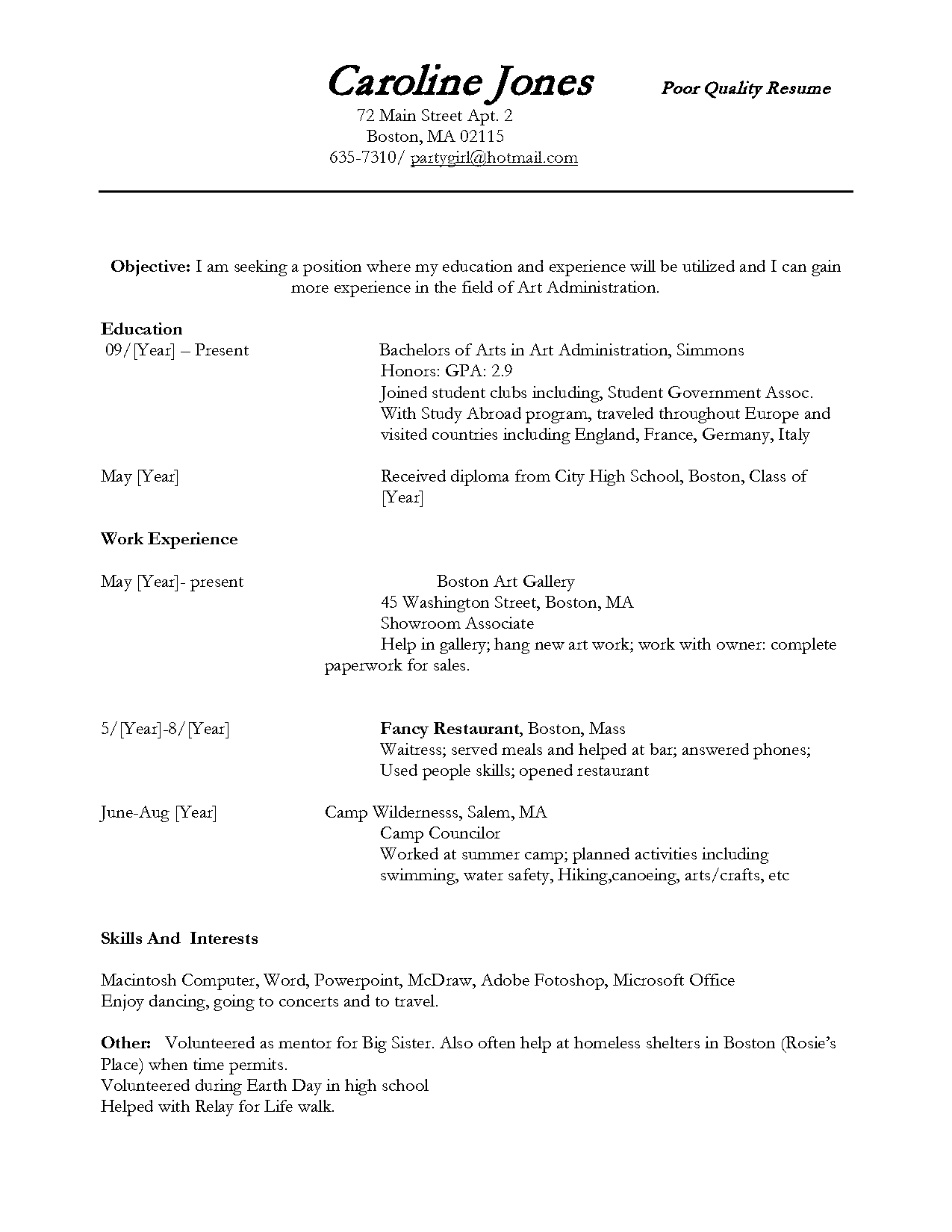 examples of good resumes for highschool students