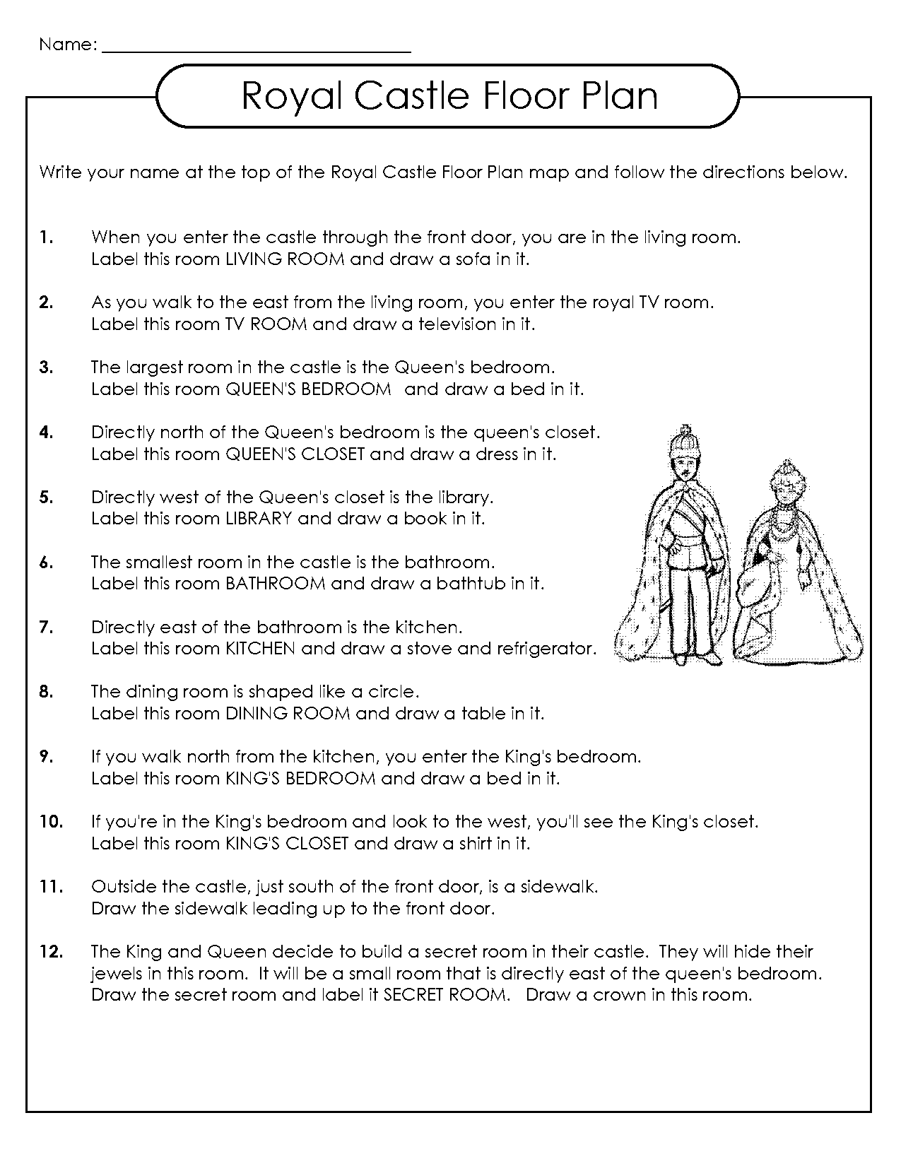 free map directions worksheet