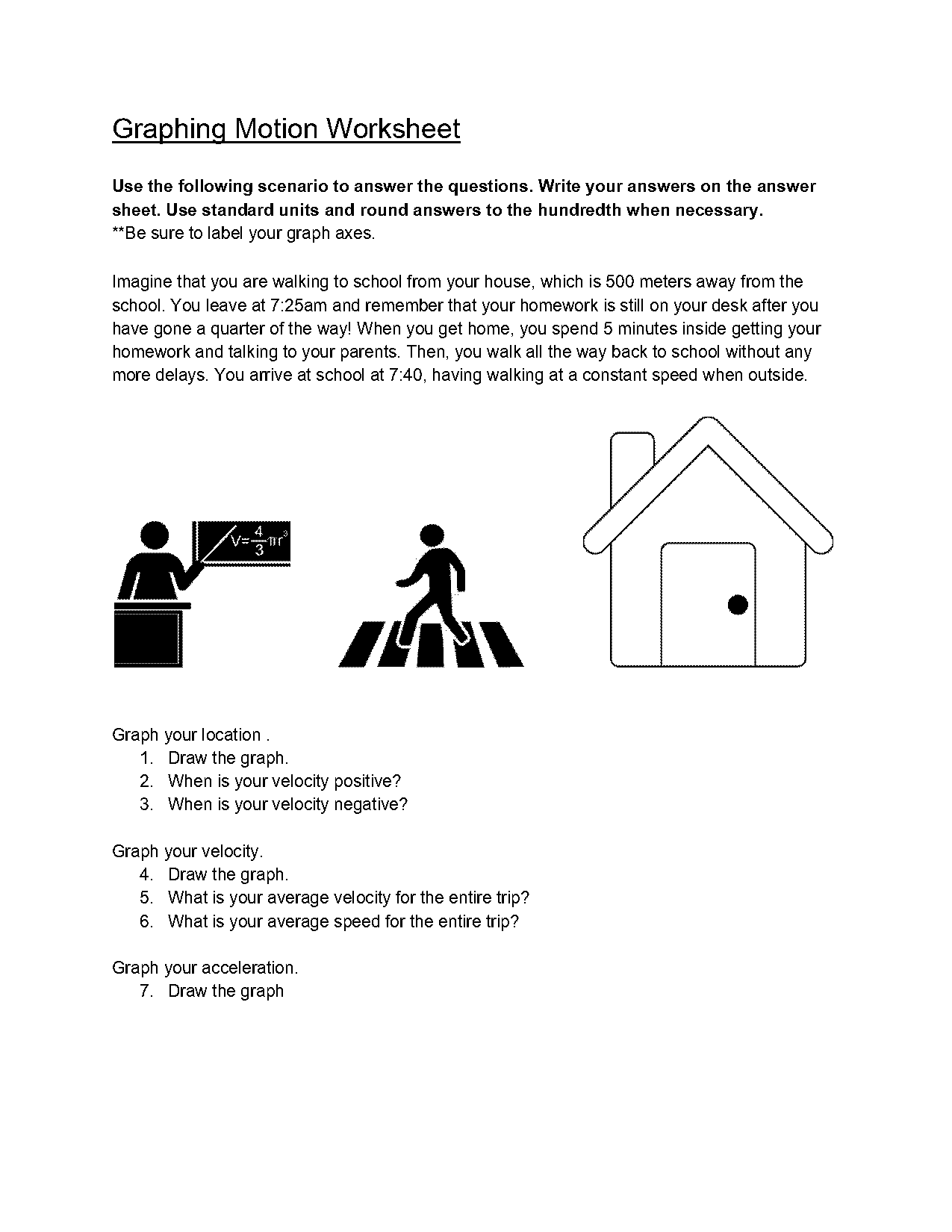 worksheet graphing motion answers