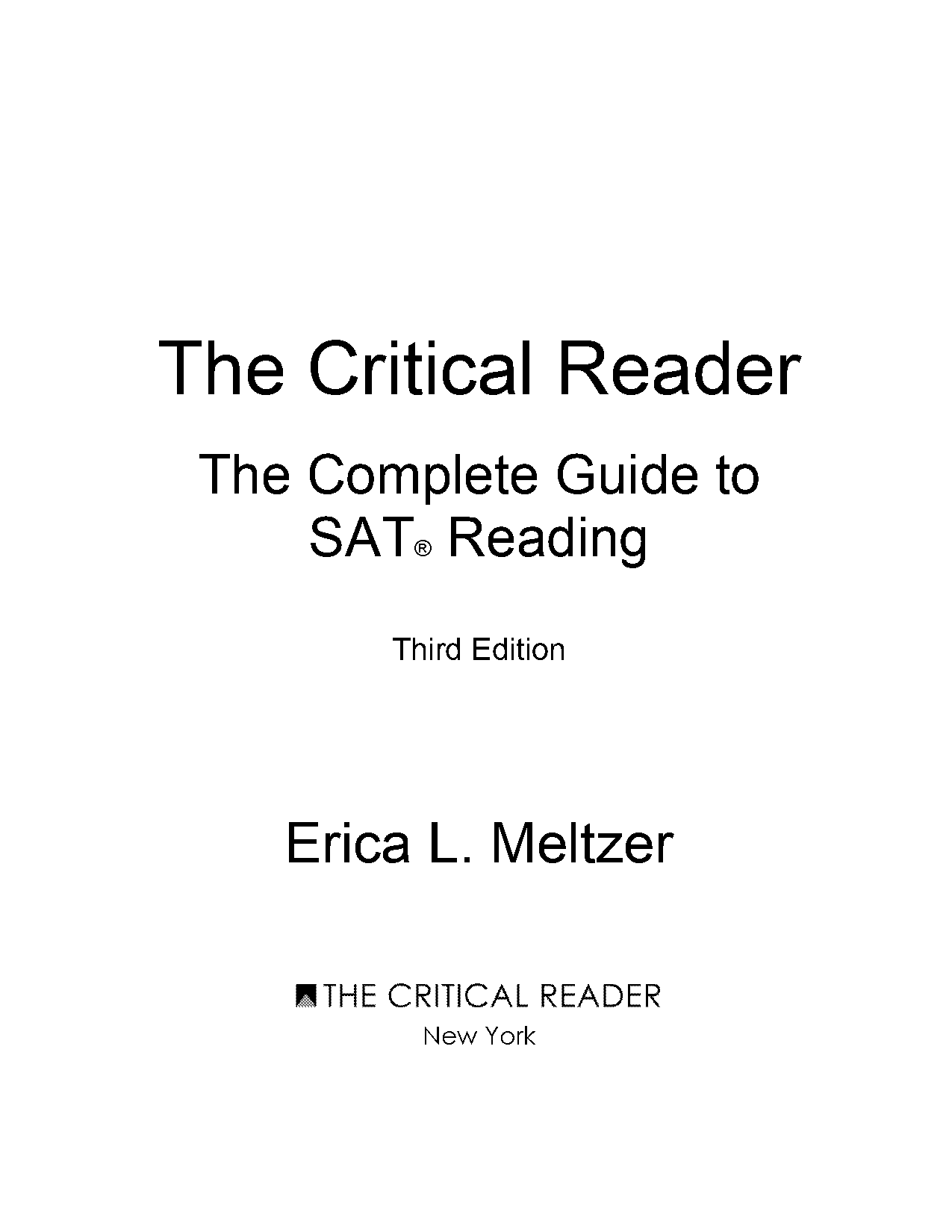 erica meltzer the critical reader pdf