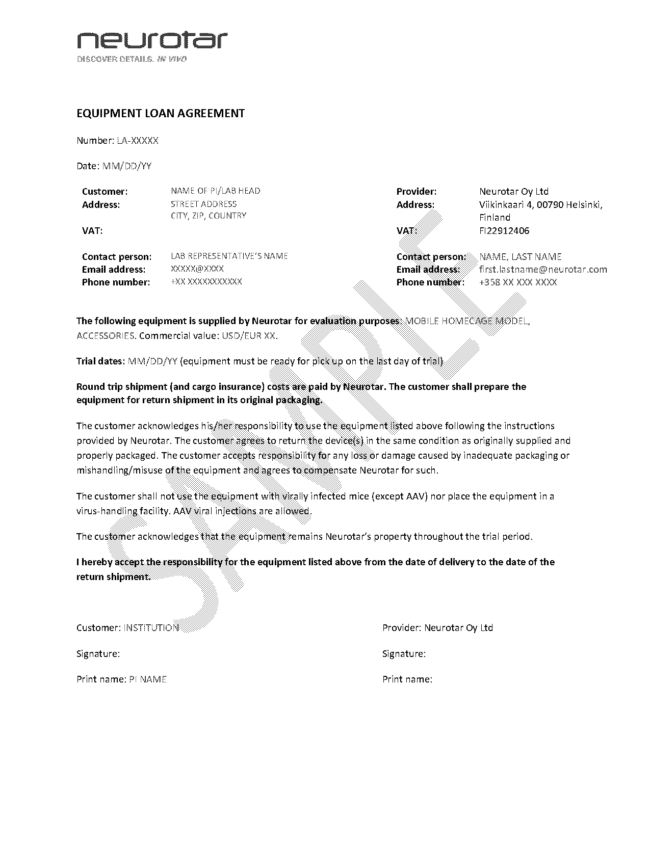 simple equipment loan agreement template