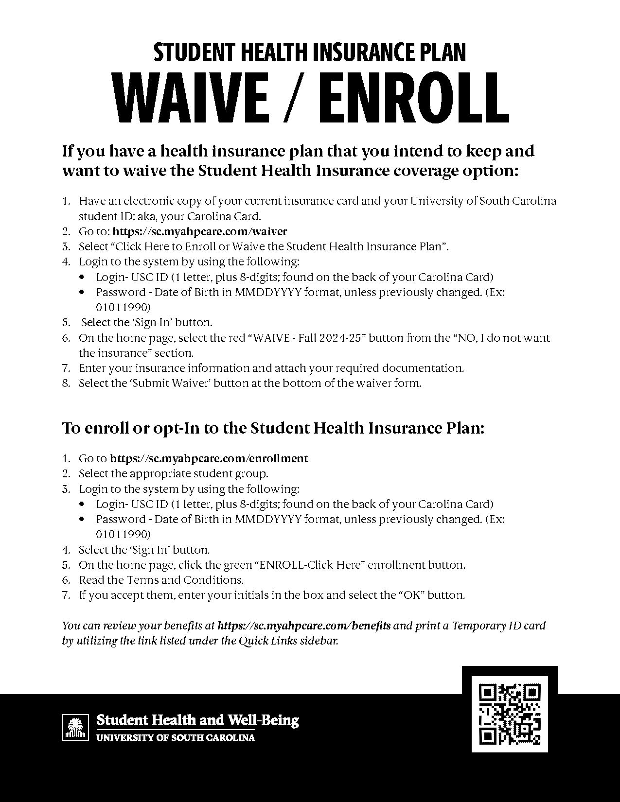 university of south carolina health waiver