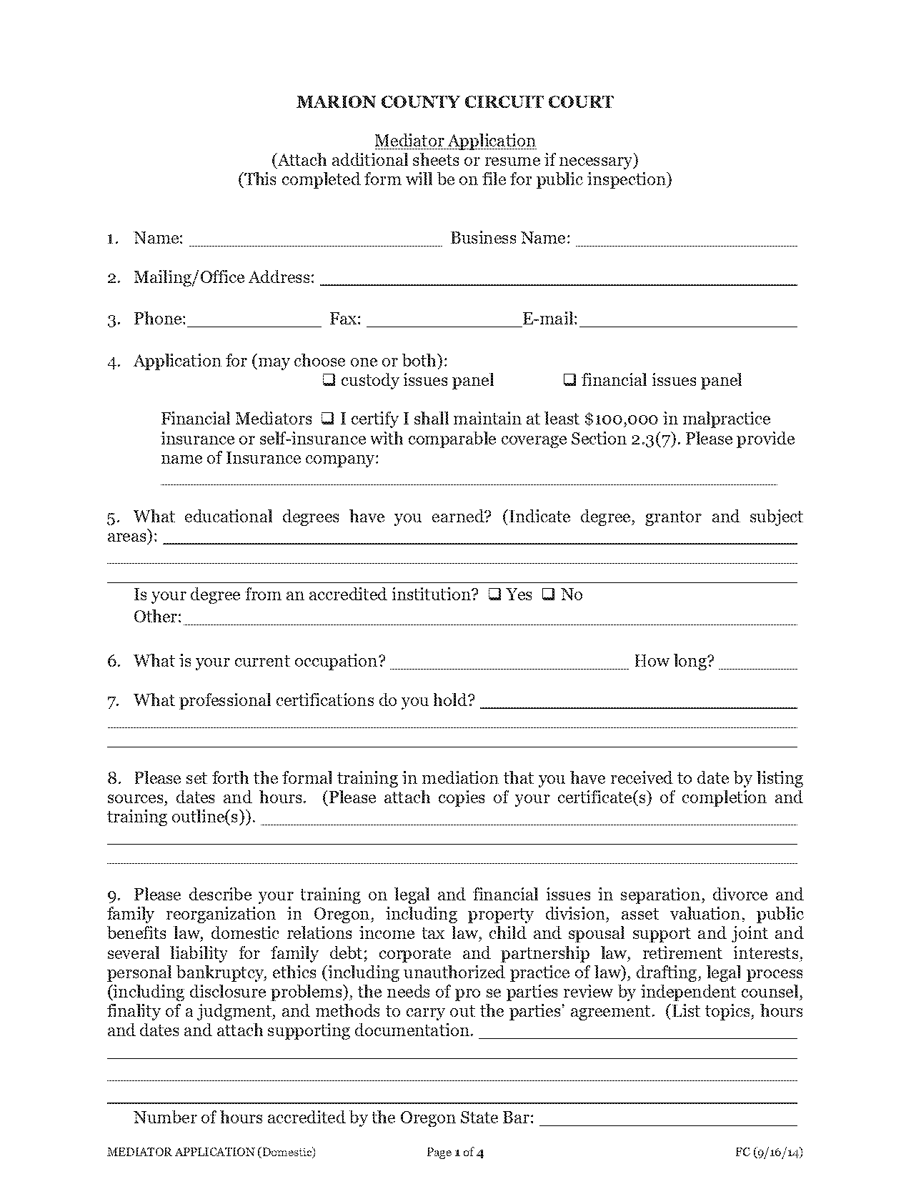 family law court experience resume