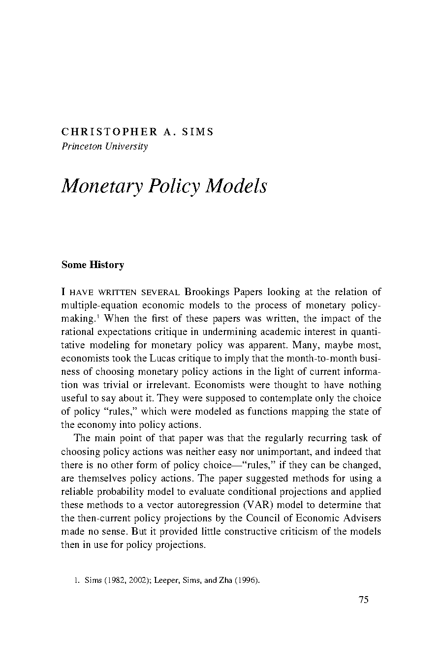 monetary policy models introduction