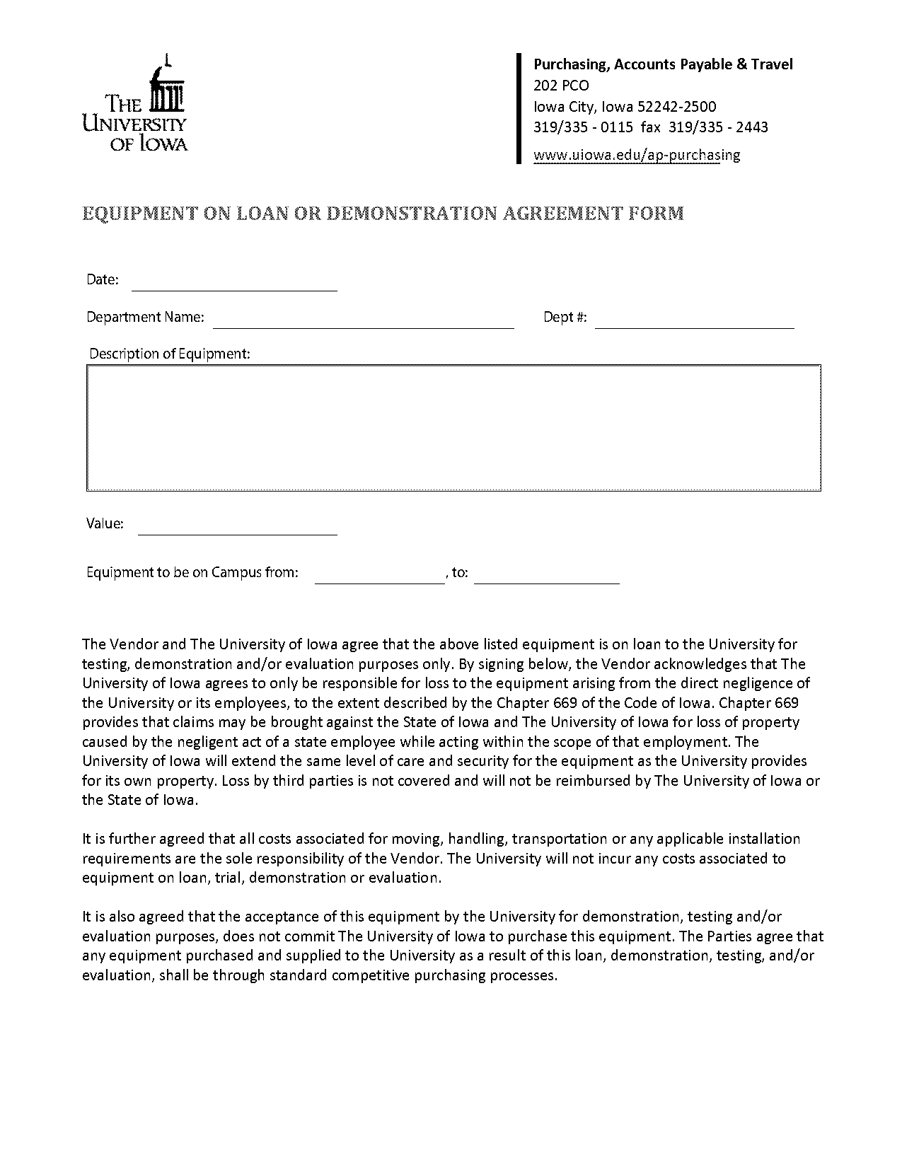 simple equipment loan agreement template