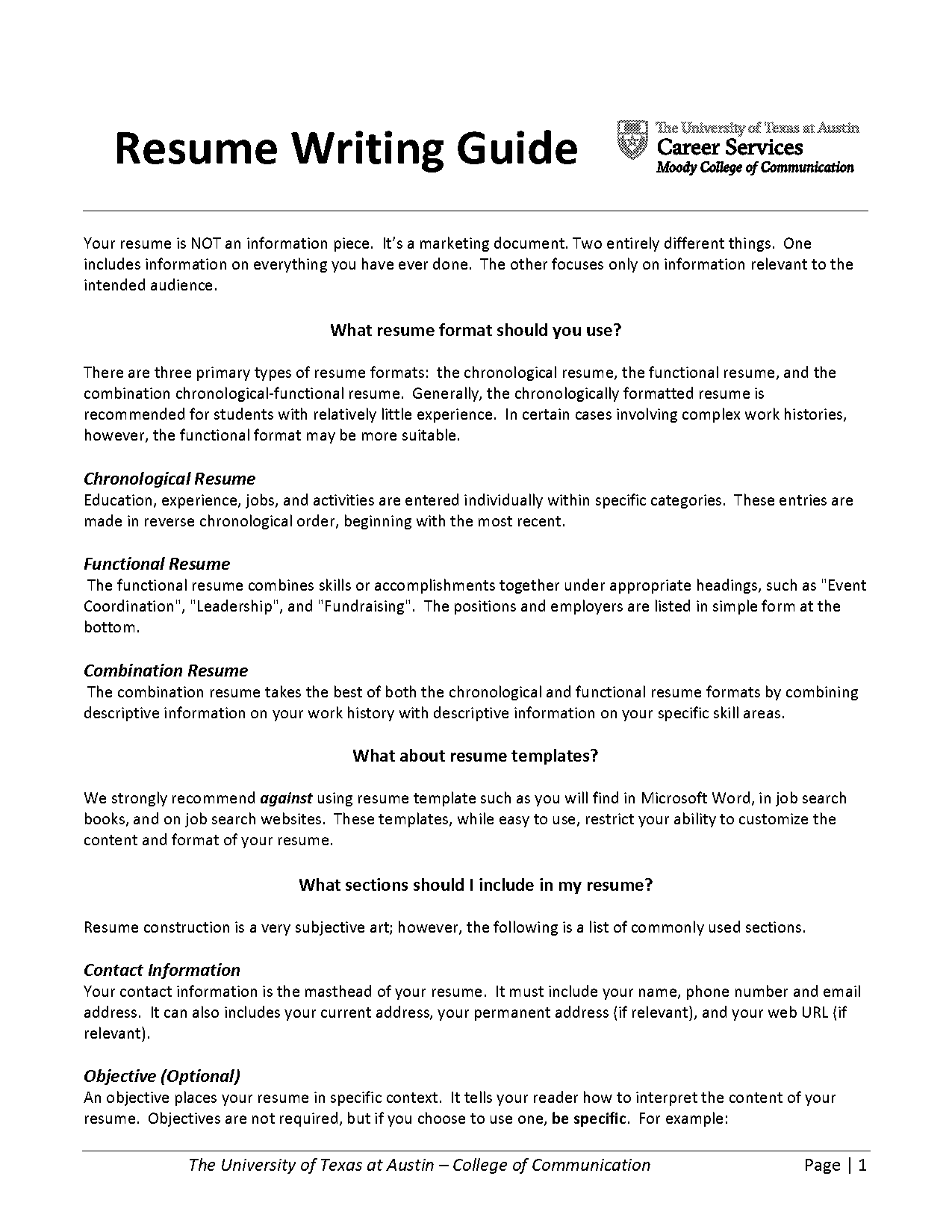 word chronilogical resume template