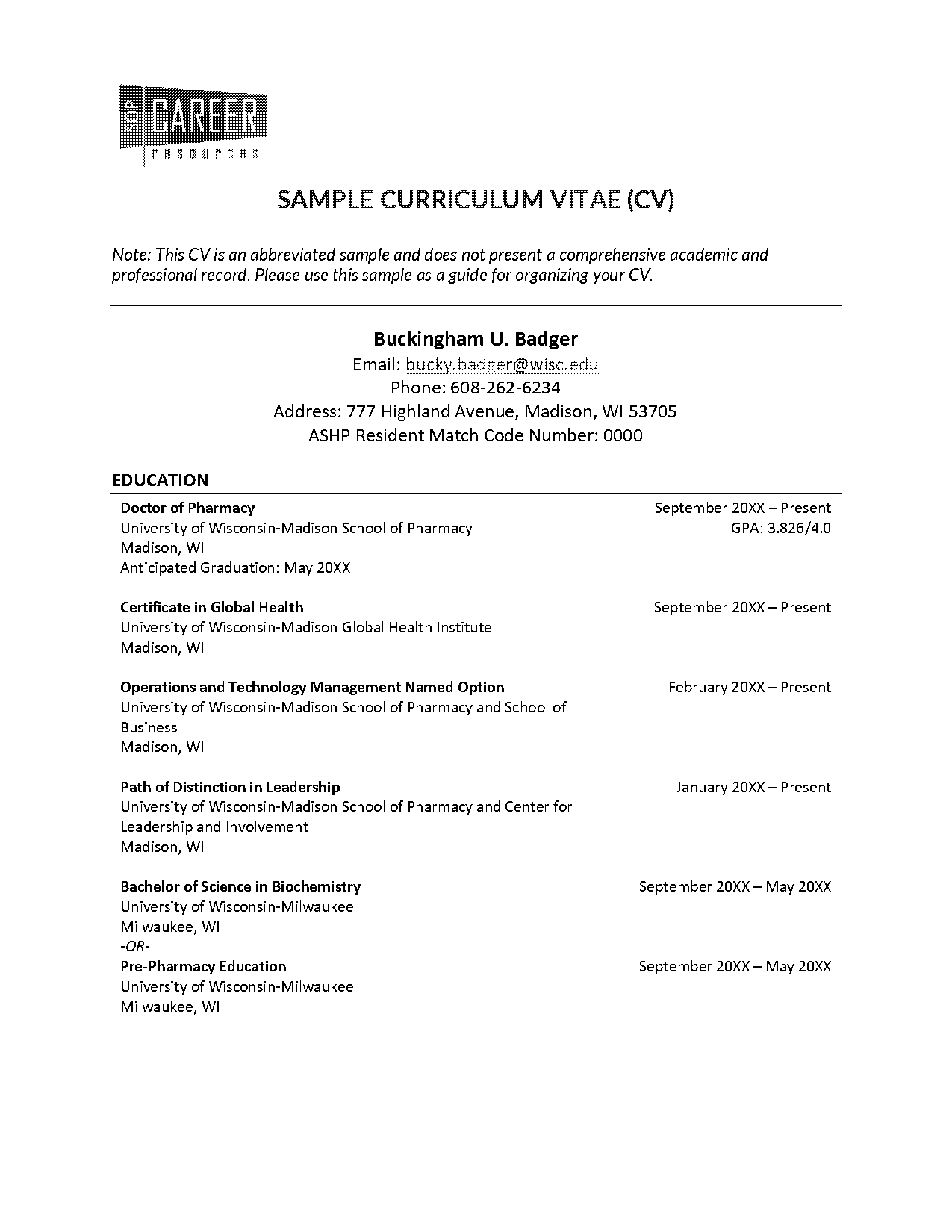 pharmacy intern resume template