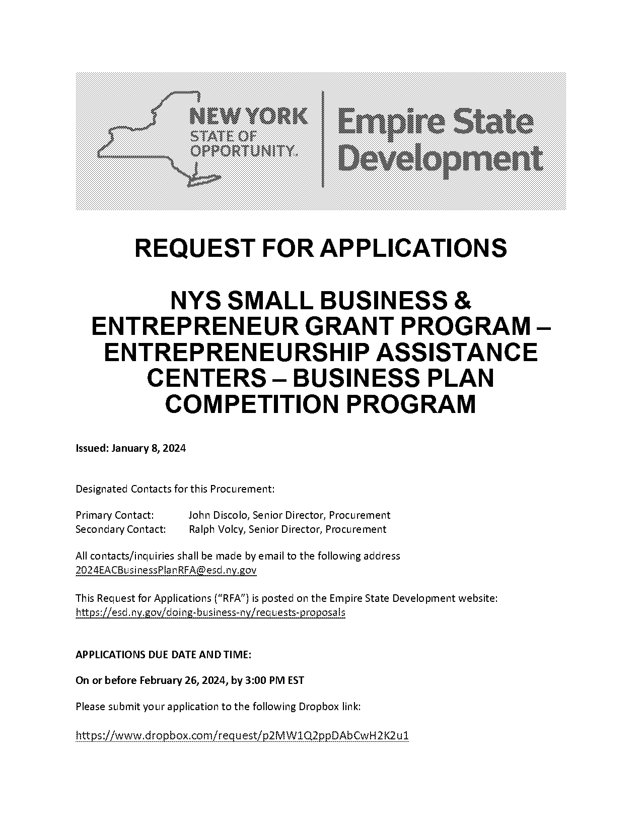 submit business plan for funding