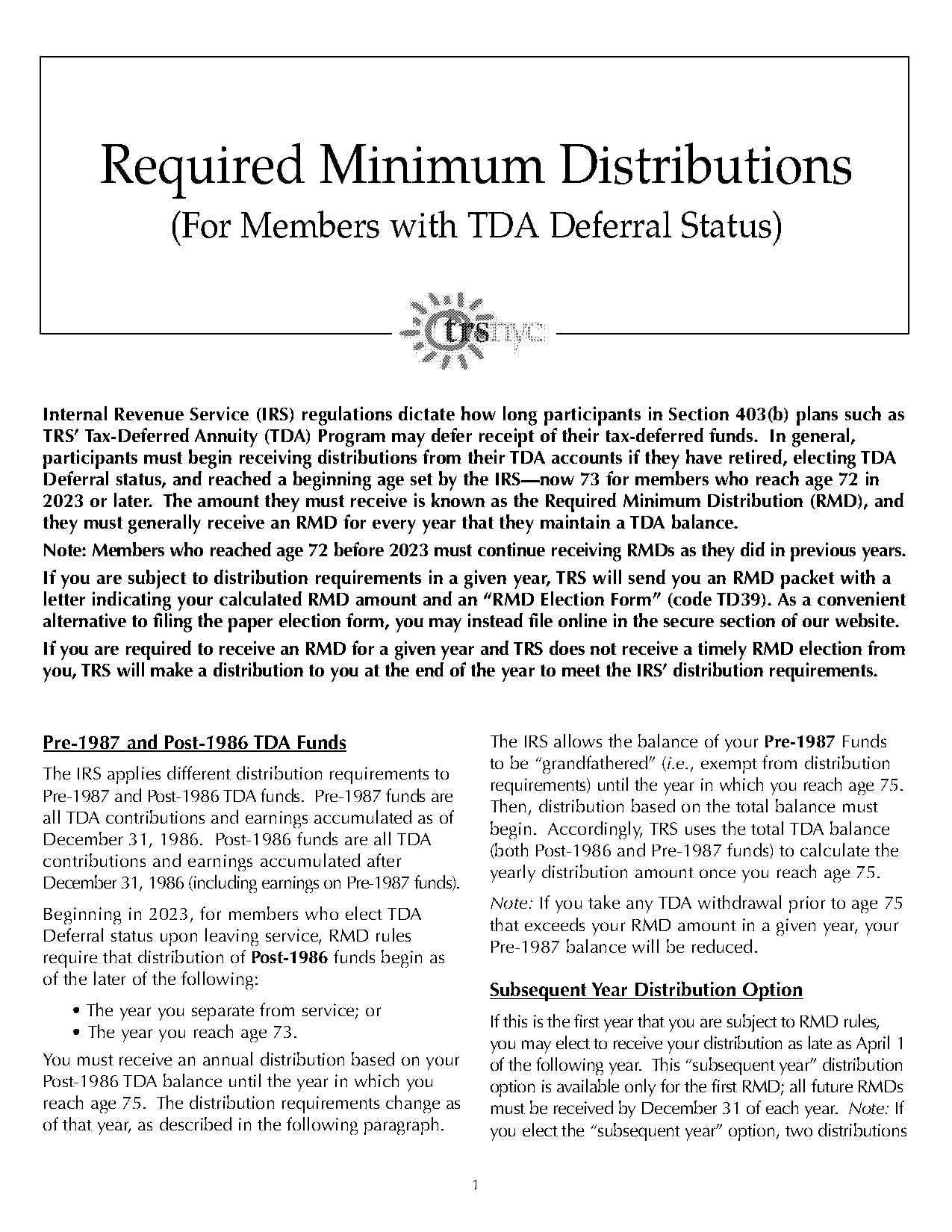 chart for required minimum distribution