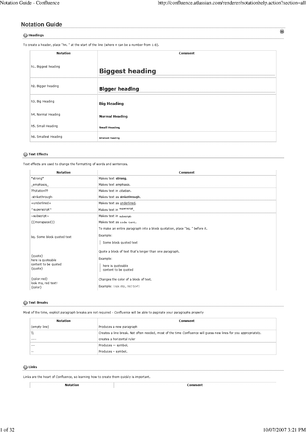 confluence table of contents blank line