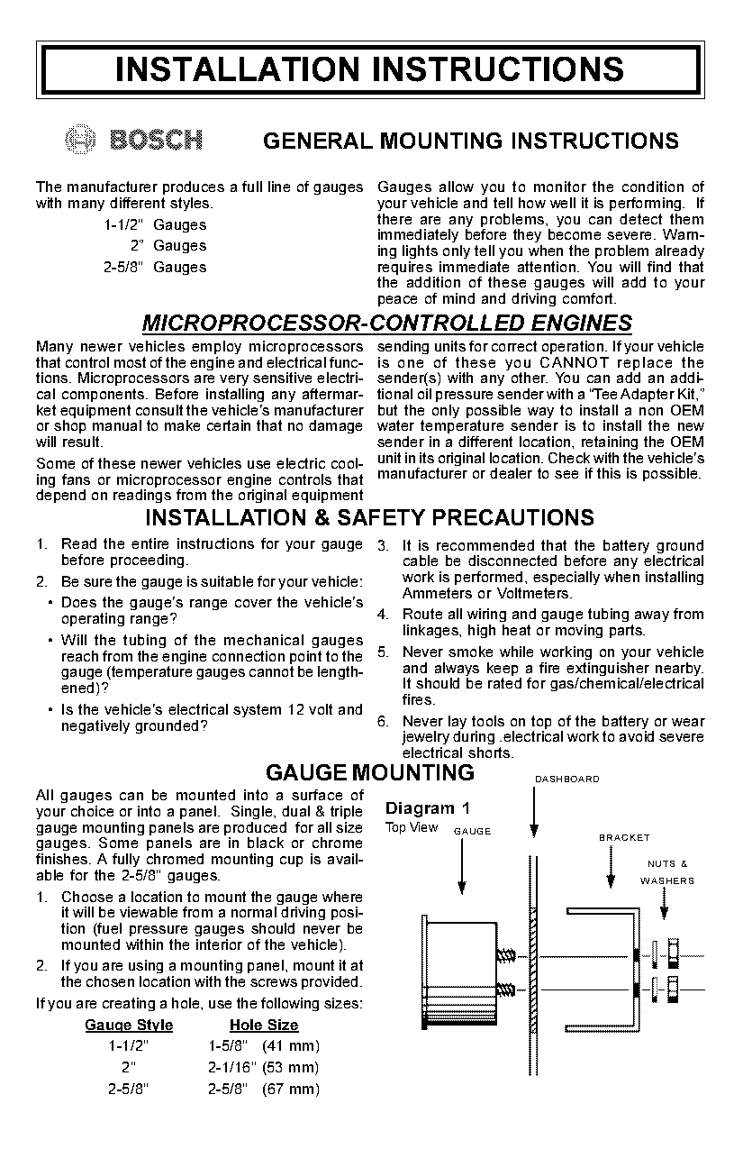 instructions install water temp guage