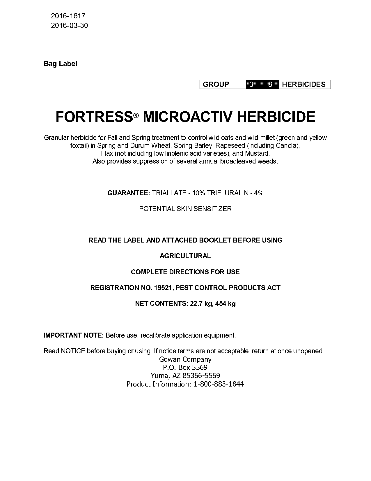 trifluralin herbicide application rate