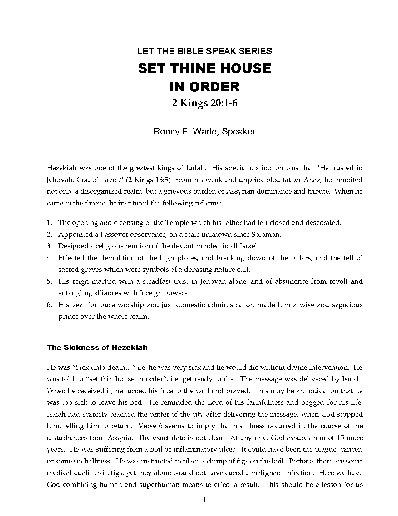 put your house in order sermon