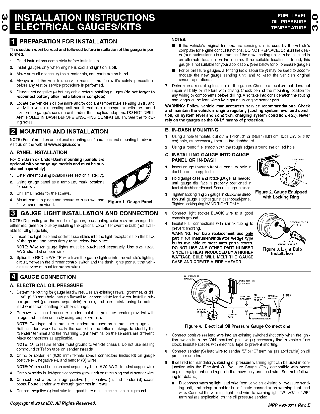 instructions install water temp guage