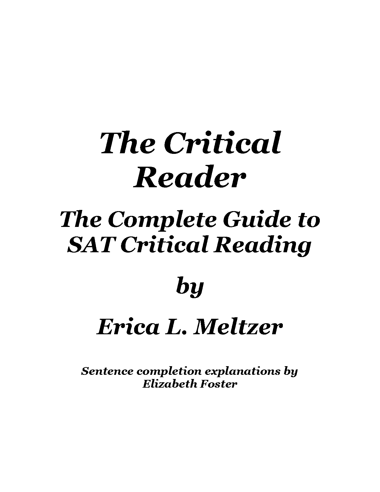 erica meltzer the critical reader pdf