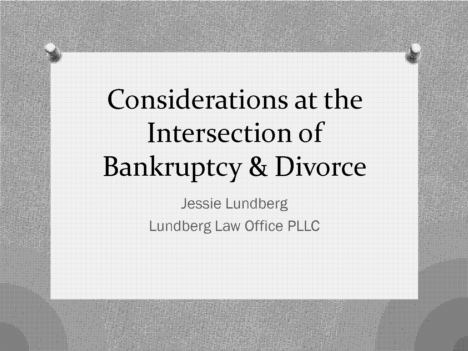 filing bankruptcy prior to divorce