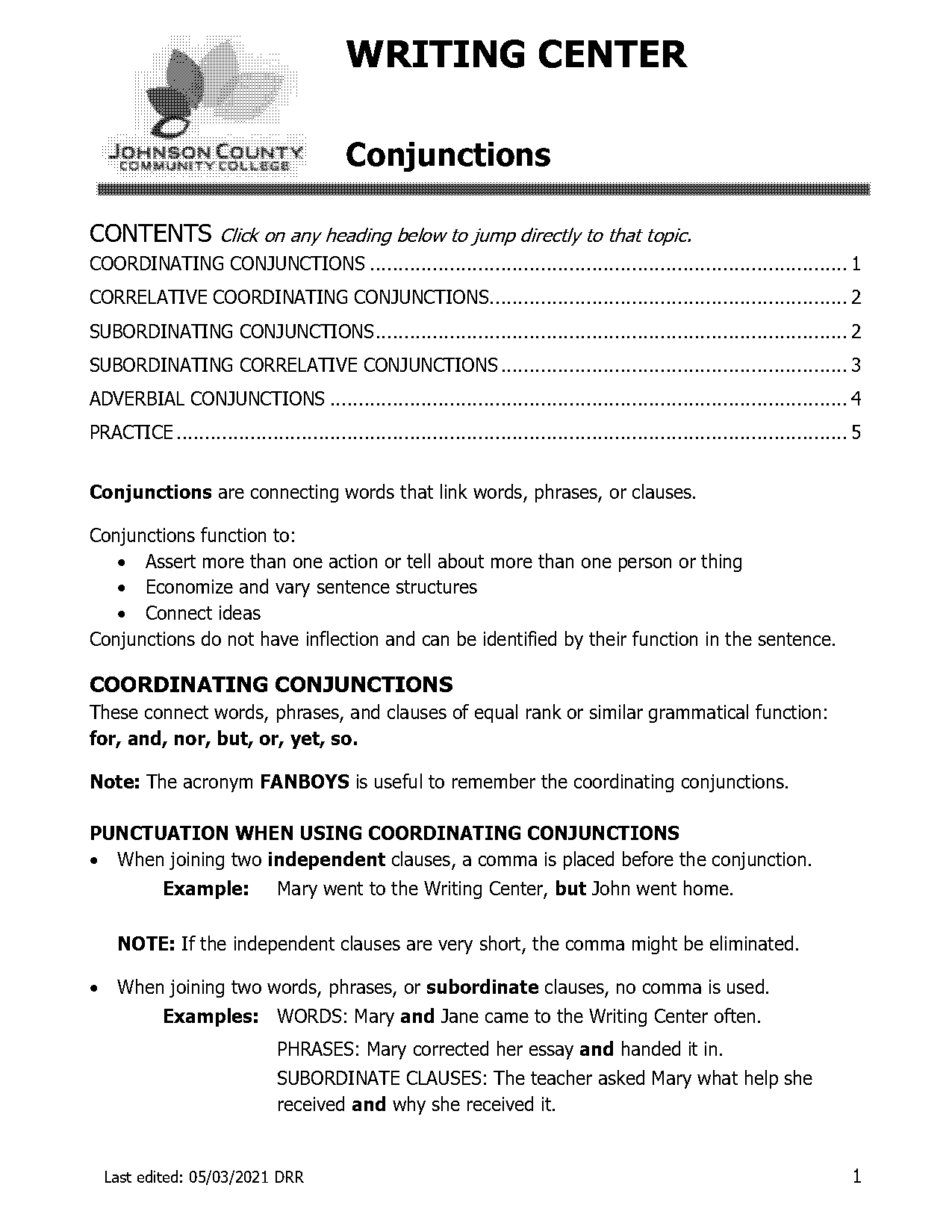 conjunction meaning types and examples