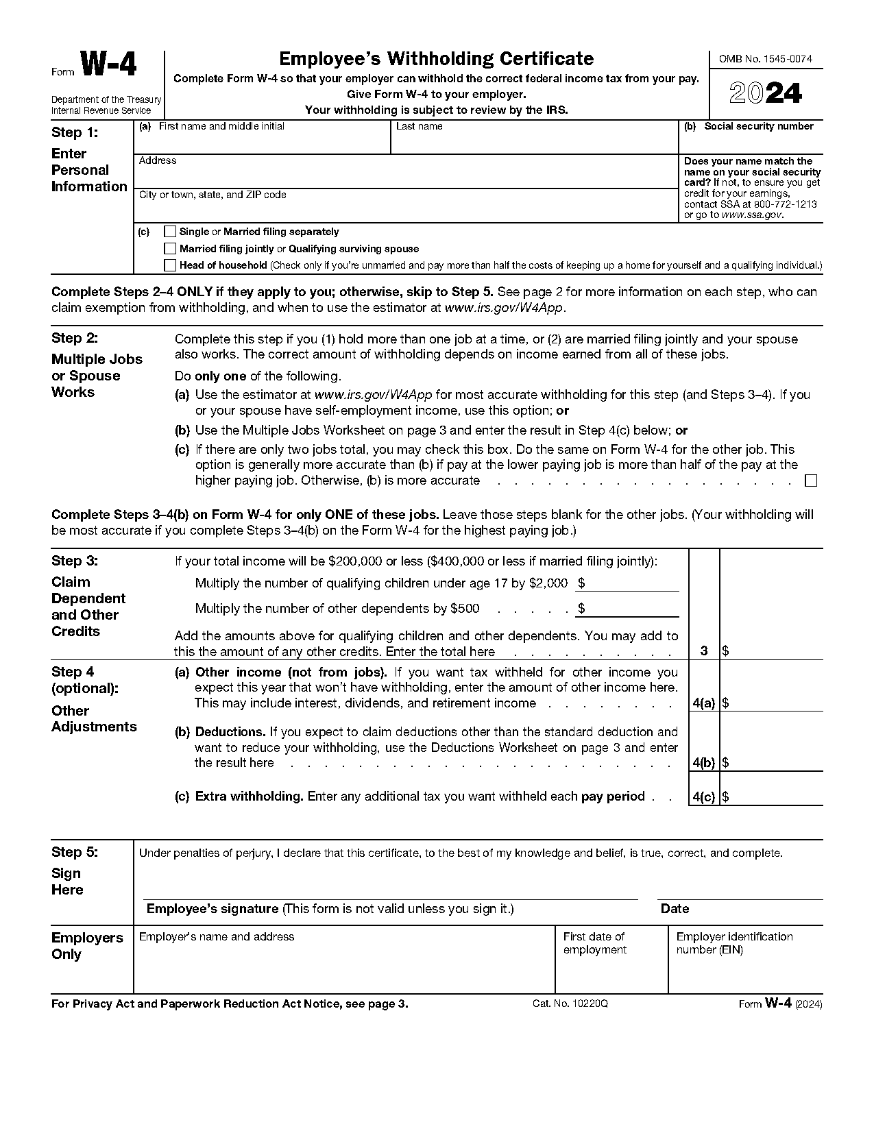 blank job application form pdf