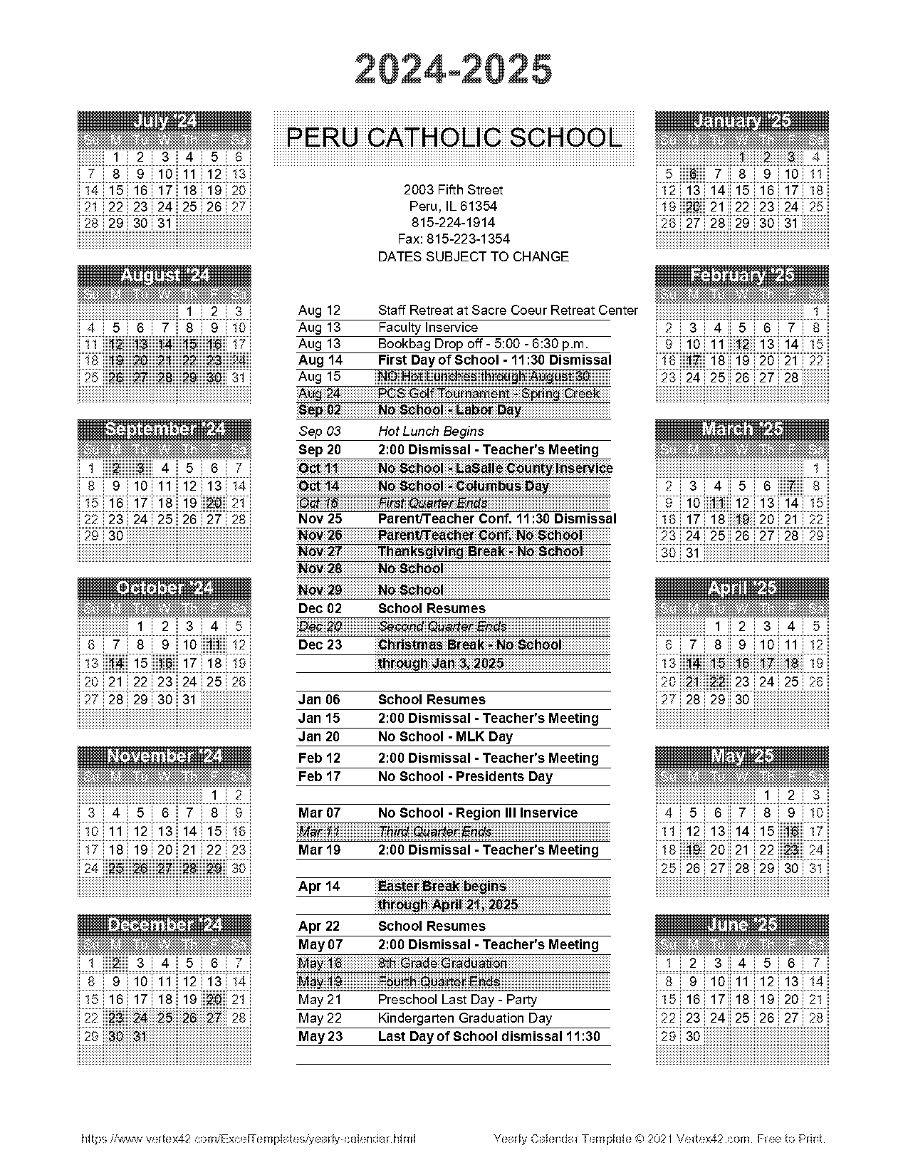 academic year calendar template excel